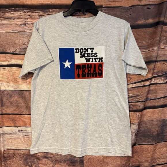 Don't Mess With Texas T-Shirt Large Flag Lone Star State Pride Adult Tee Grey - Picture 1 of 8